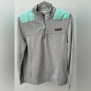 Vineyard Vines 1/4 Zip Pullover Shep Shirt in Gray &‎ Mint, Size M